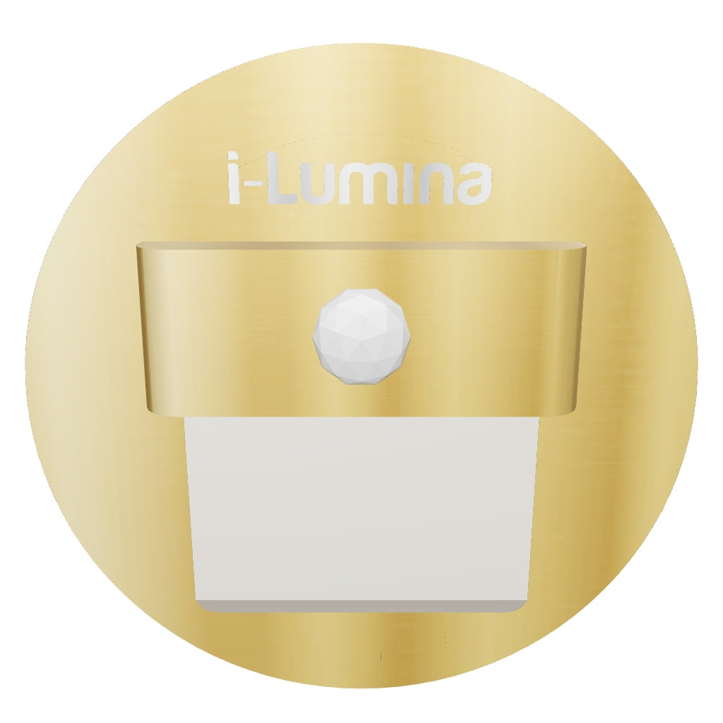 SPOT LUZ GUÍA DE PASO FERNANDA LED ASIMÉTRICO 3W CIRCULAR DORADO CON SENSOR DE MOVIMIENTO LUZ CÁLIDA
