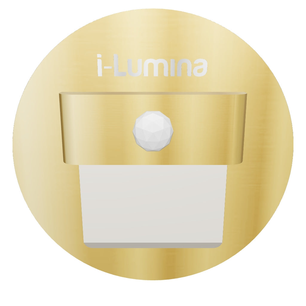 SPOT LUZ GUÍA DE PASO FERNANDA LED ASIMÉTRICO 3W CIRCULAR DORADO CON SENSOR DE MOVIMIENTO LUZ CÁLIDA