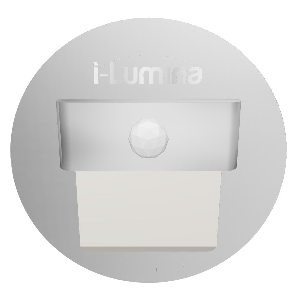 SPOT LUZ GUÍA DE PASO GABRIELA LED ASIMÉTRICO 3W CIRCULAR PLATEADO CON SENSOR DE MOVIMIENTO LUZ CÁLIDA