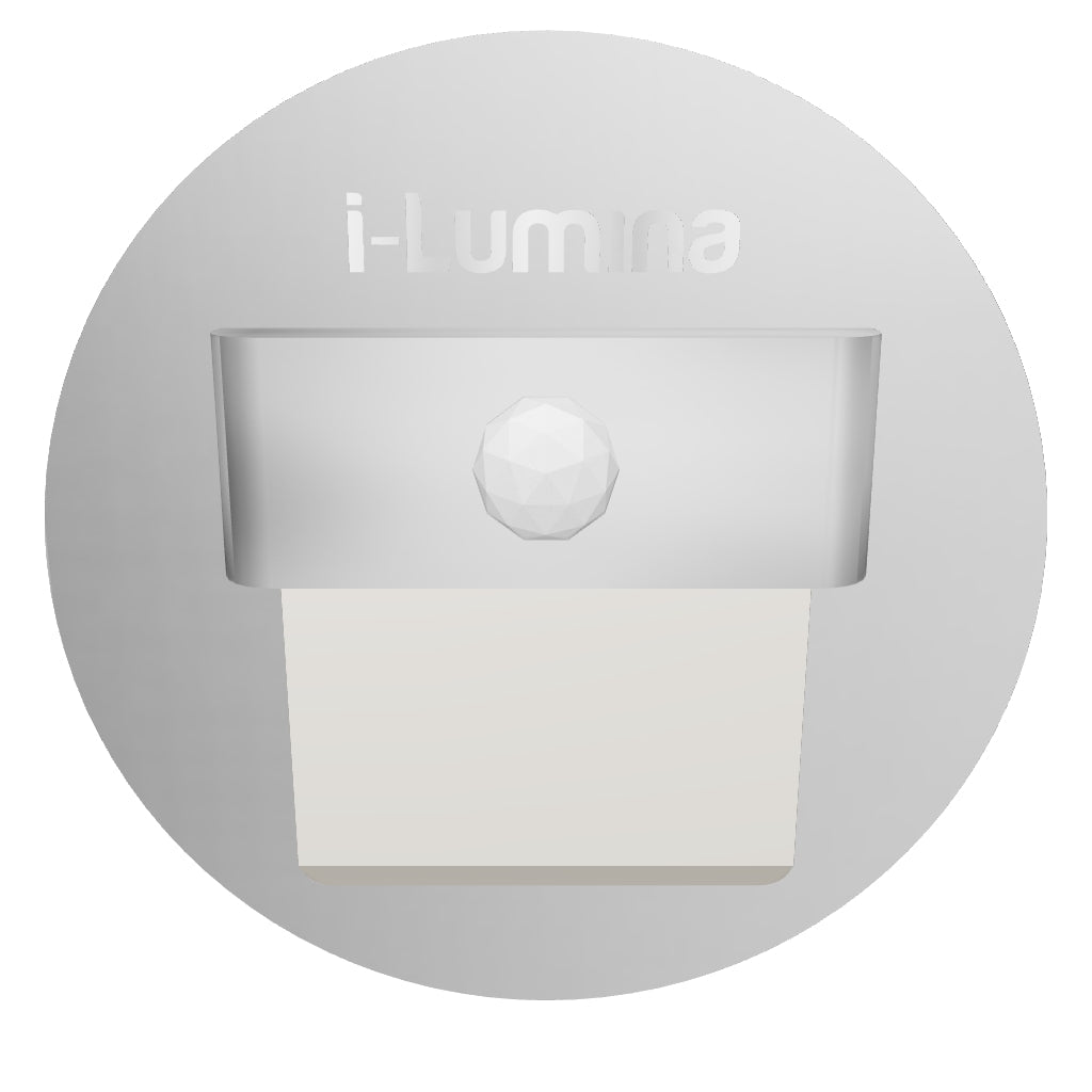 SPOT LUZ GUÍA DE PASO GABRIELA LED ASIMÉTRICO 3W CIRCULAR PLATEADO CON SENSOR DE MOVIMIENTO LUZ CÁLIDA