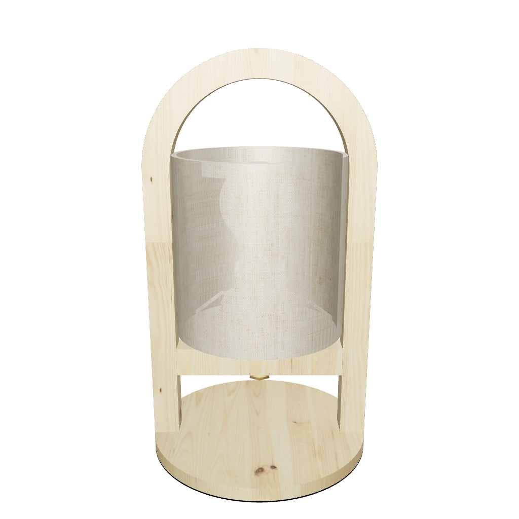 LÁMPARA DE MESA DE MADERA LANA + FOCO LED ÁMBAR G45 4W LUZ CÁLIDA