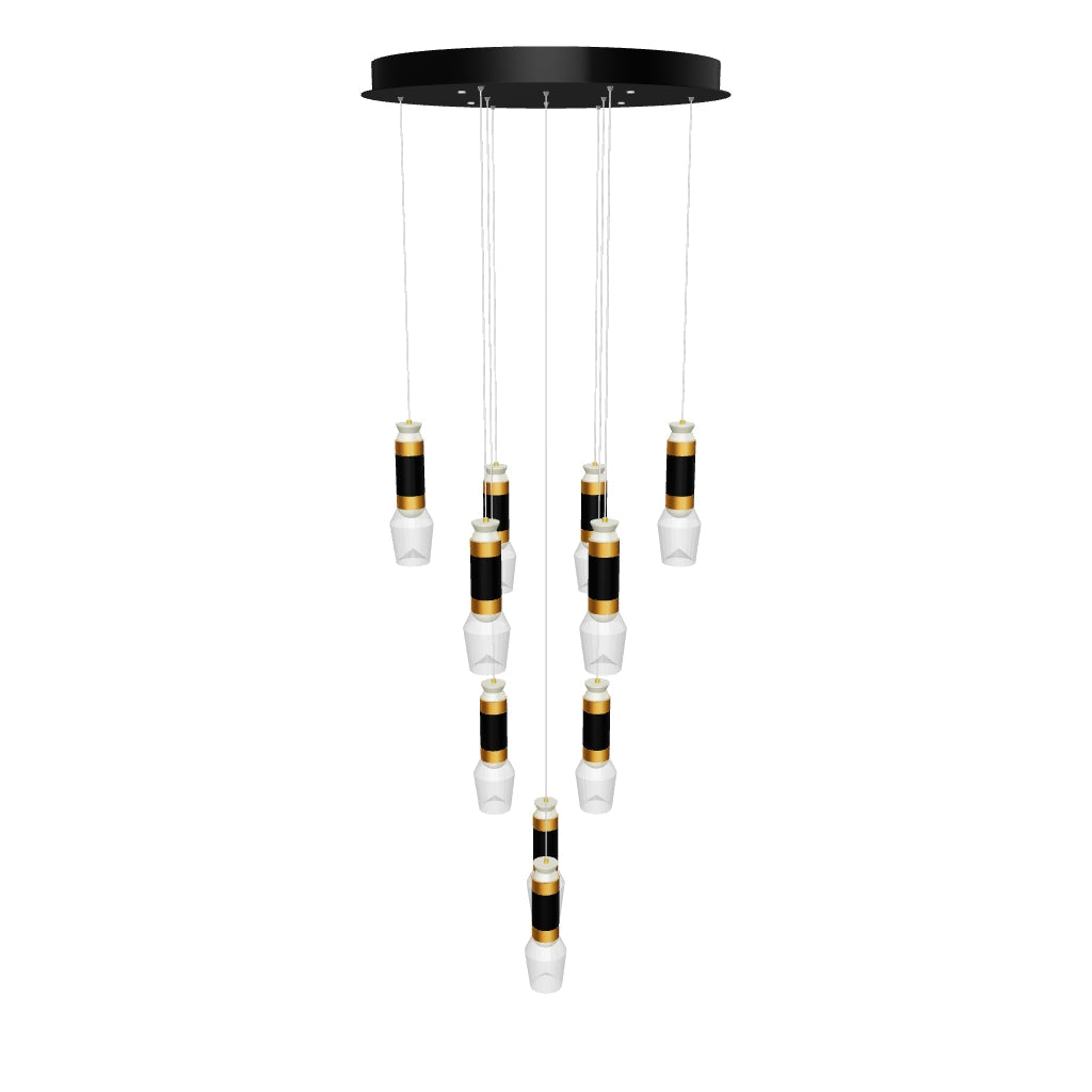 LÁMPARA COLGANTE PREMIUM GRECIA BLACK AND GOLD LED + CONTROL REMOTO