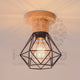 LÁMPARA DE TECHO TIPO JAULA MARINA BLACK AND WOOD - SIN FOCO