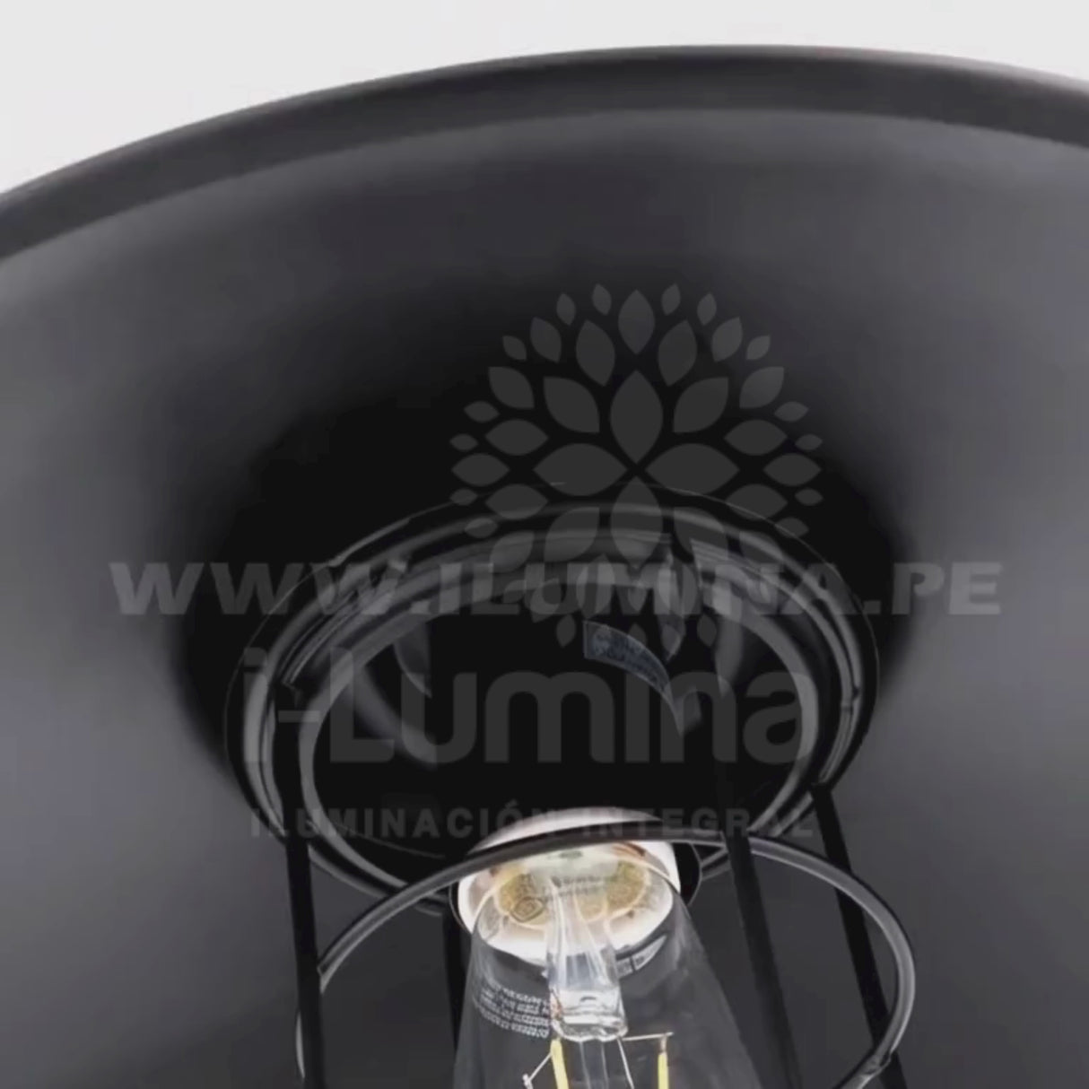 LÁMPARA COLGANTE DE ALUMINIO MARIÉ BLACK + FOCO LED TRANSPARENTE A60 4W LUZ CÁLIDA