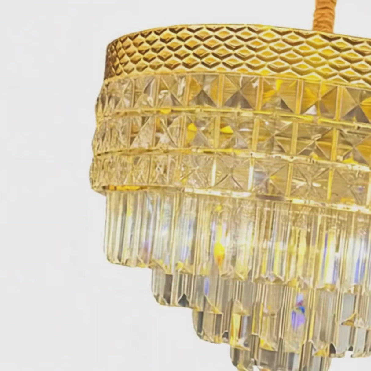 LÁMPARA COLGANTE FATIMA KRYSTAL GOLD + FOCO VELA E14 4W TRANSP LUZ CÁLIDA