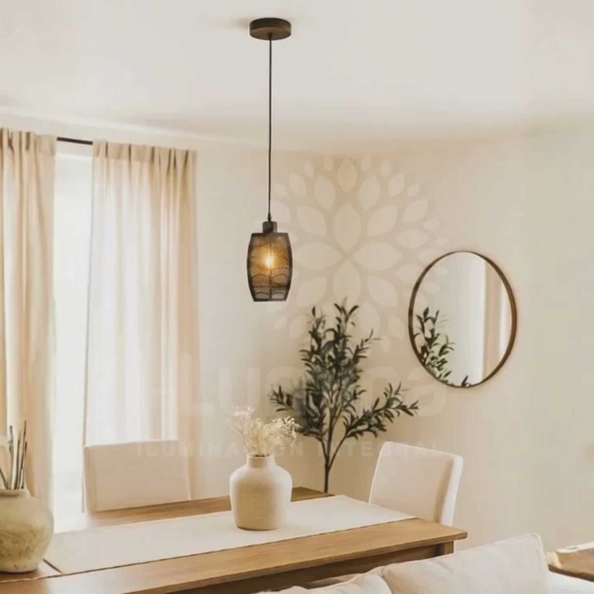 LÁMPARA COLGANTE ALUMINIO MINERVA BLACK AND GOLD + FOCO LED TRANSPARENTE A60 4W LUZ CÁLIDA