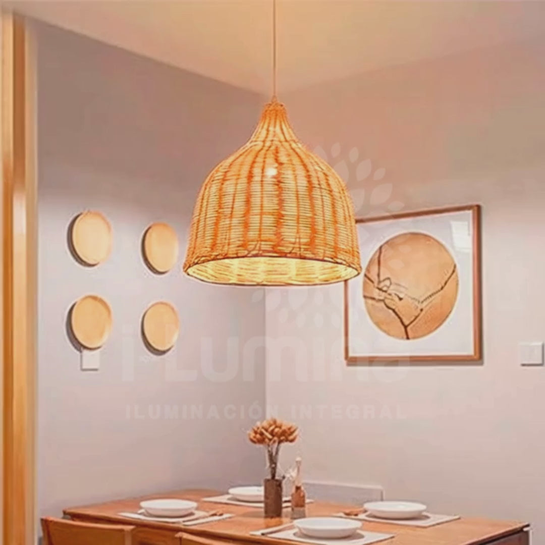 LÁMPARA COLGANTE DE MIMBRE NATURAL JASMINA SMALL 25x25