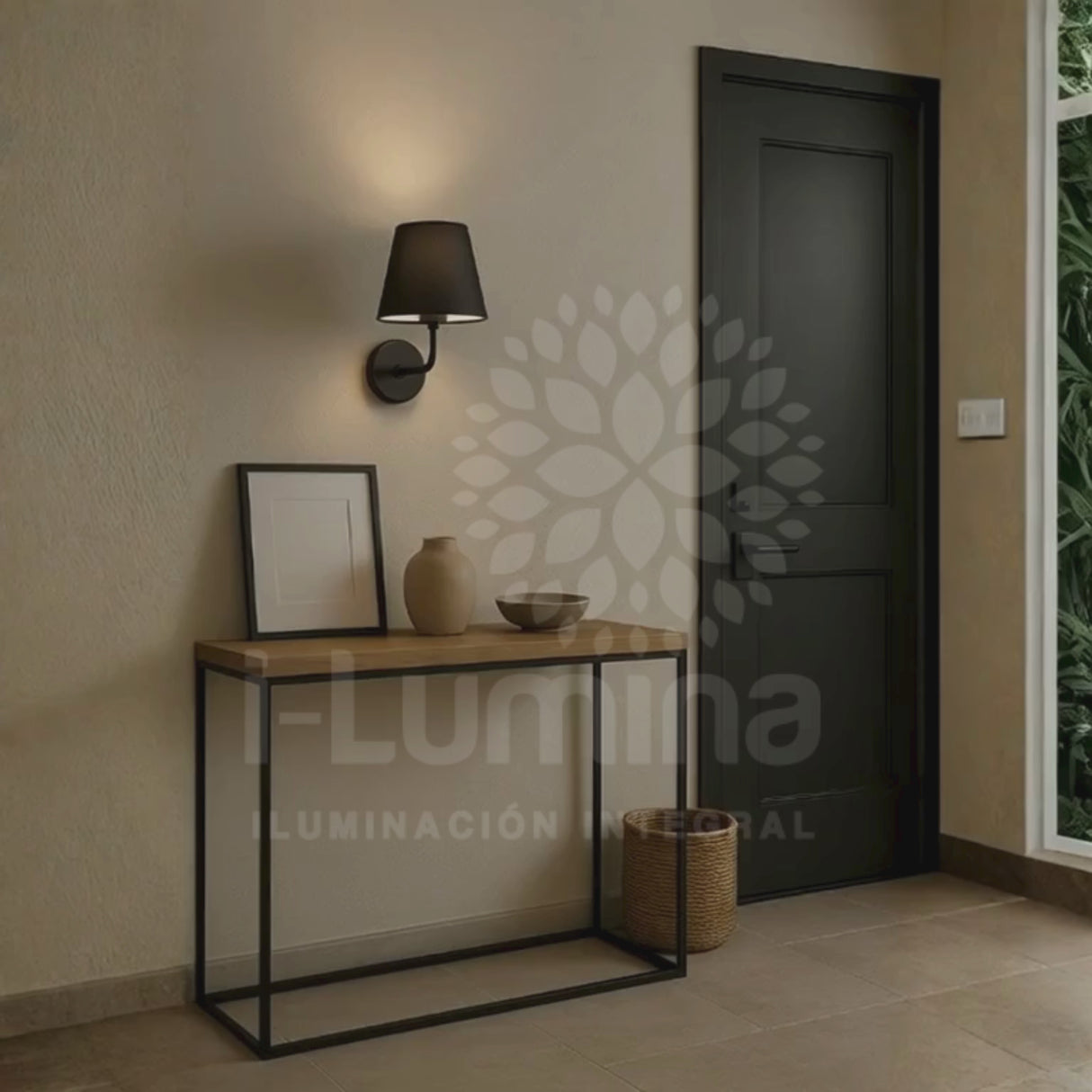 LÁMPARA DE PARED INTERIOR ANTUANE BLACK + FOCO LED ÁMBAR G45 4W LUZ CÁLIDA