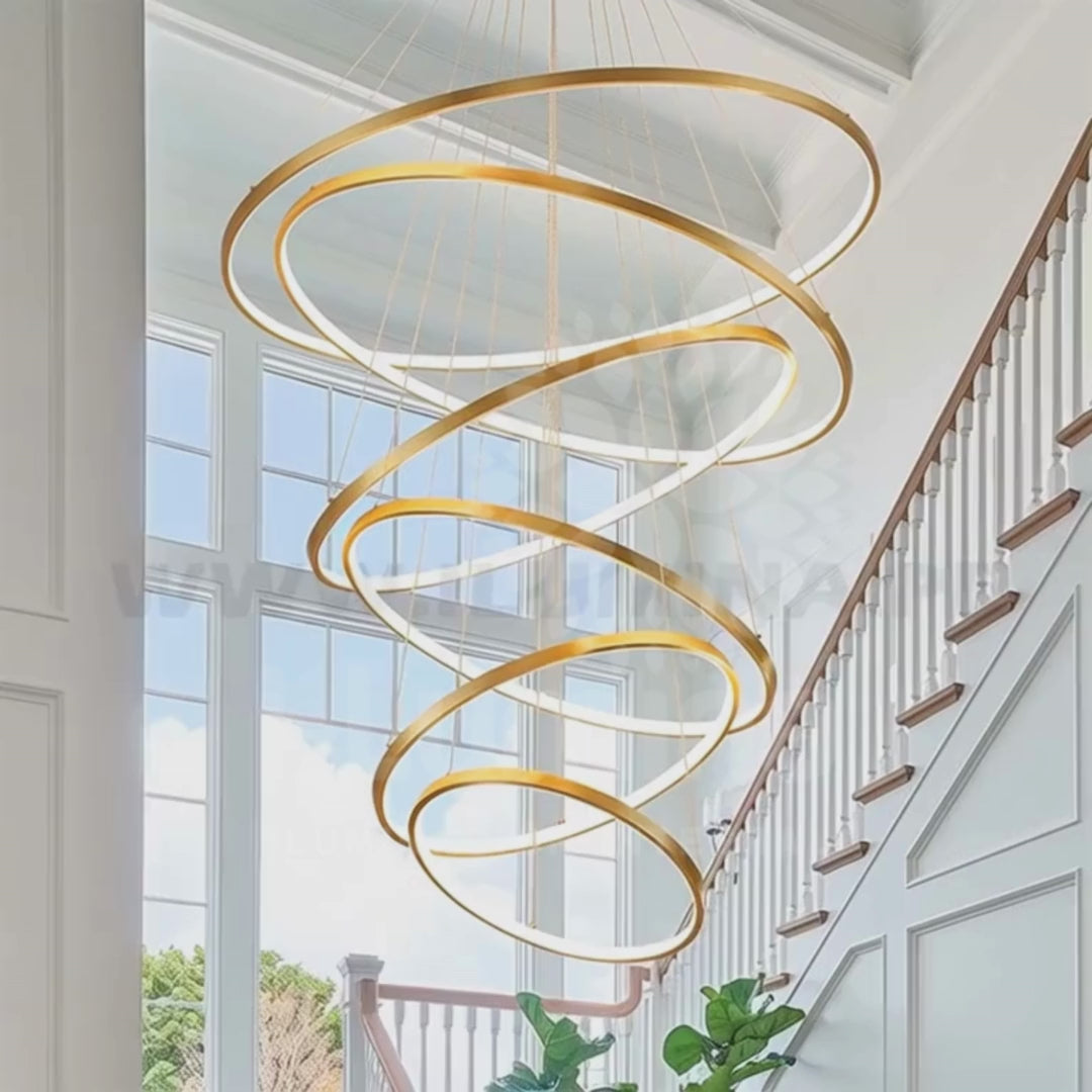 LÁMPARA COLGANTE ALESSANDRA GOLD + CONTROL REMOTO LED