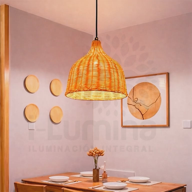 LÁMPARA COLGANTE DE MIMBRE NATURAL JASMINA SMALL 35x35