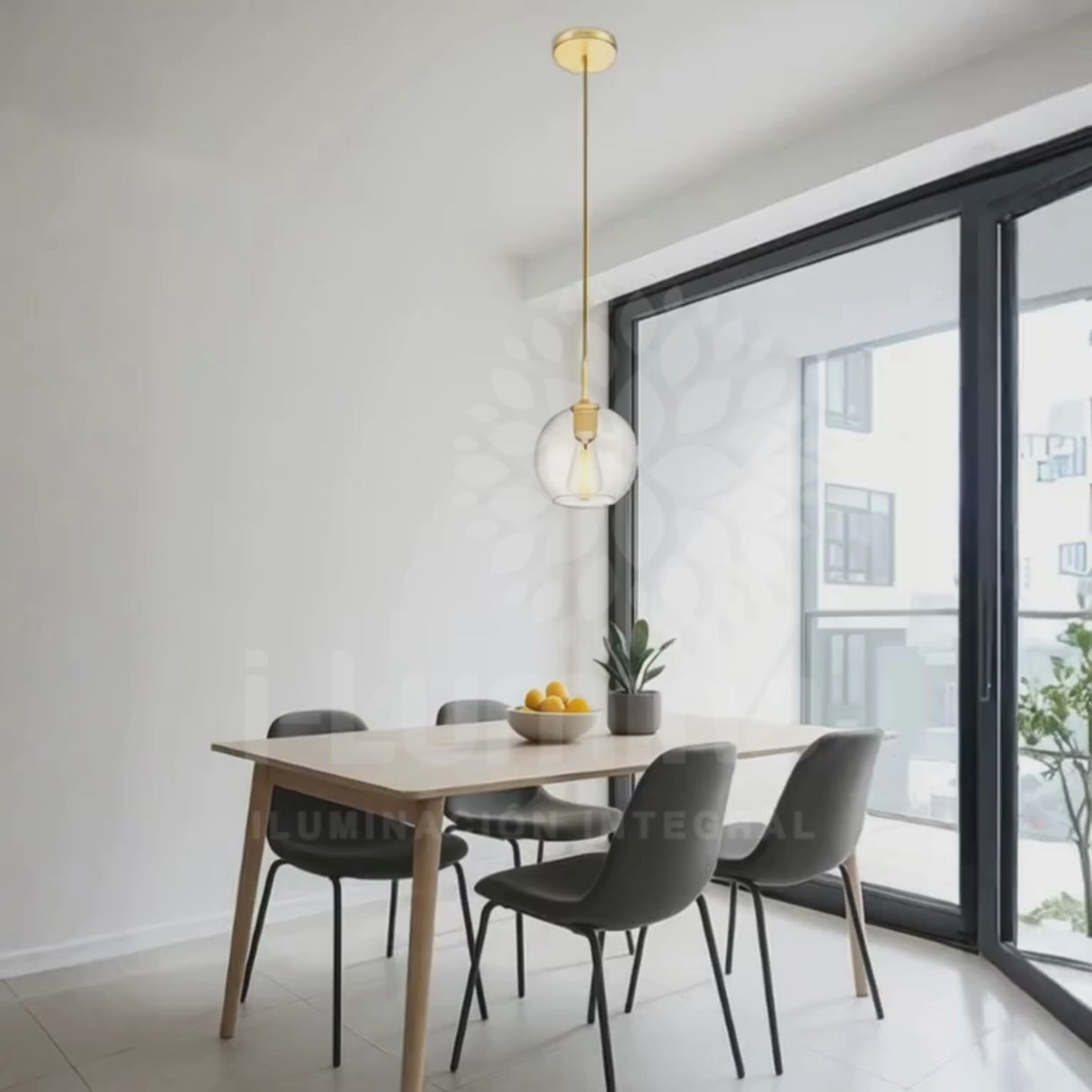 LÁMPARA COLGANTE MURANO LUX GOLD + FOCO LED TRANSPARENTE A60 4W LUZ CÁLIDA