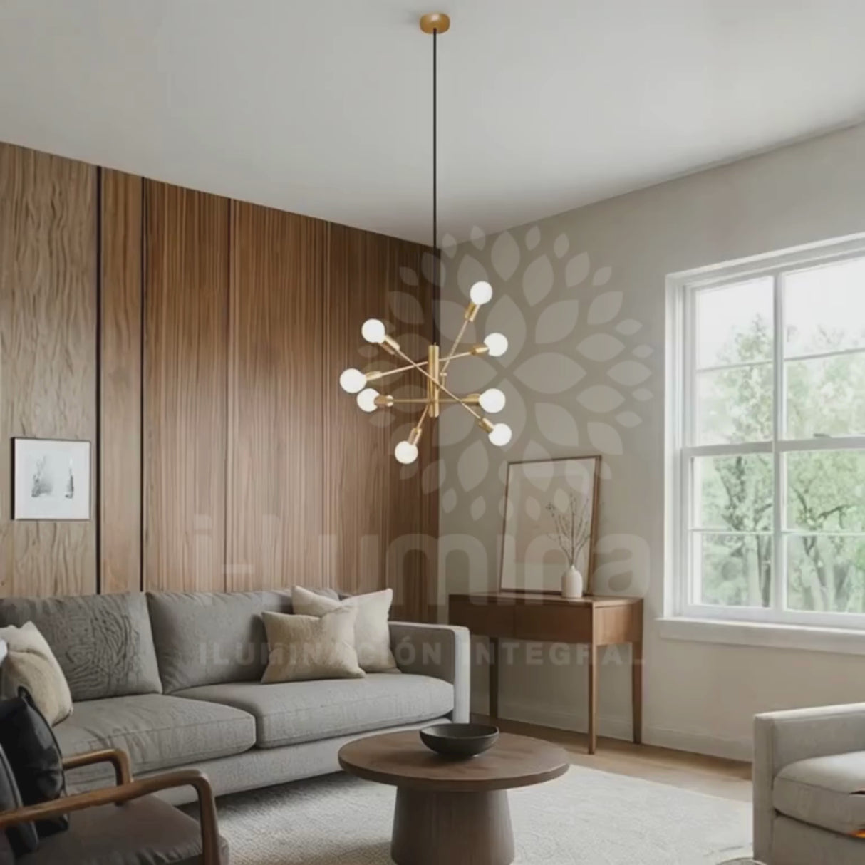 LÁMPARA COLGANTE AMOSIEL BRONCE + FOCO LED G80 PAVONADO 10W TRICOLOR