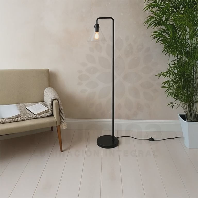 LÁMPARA DE PIE SALOMÉ GLASS BLACK - SIN FOCO