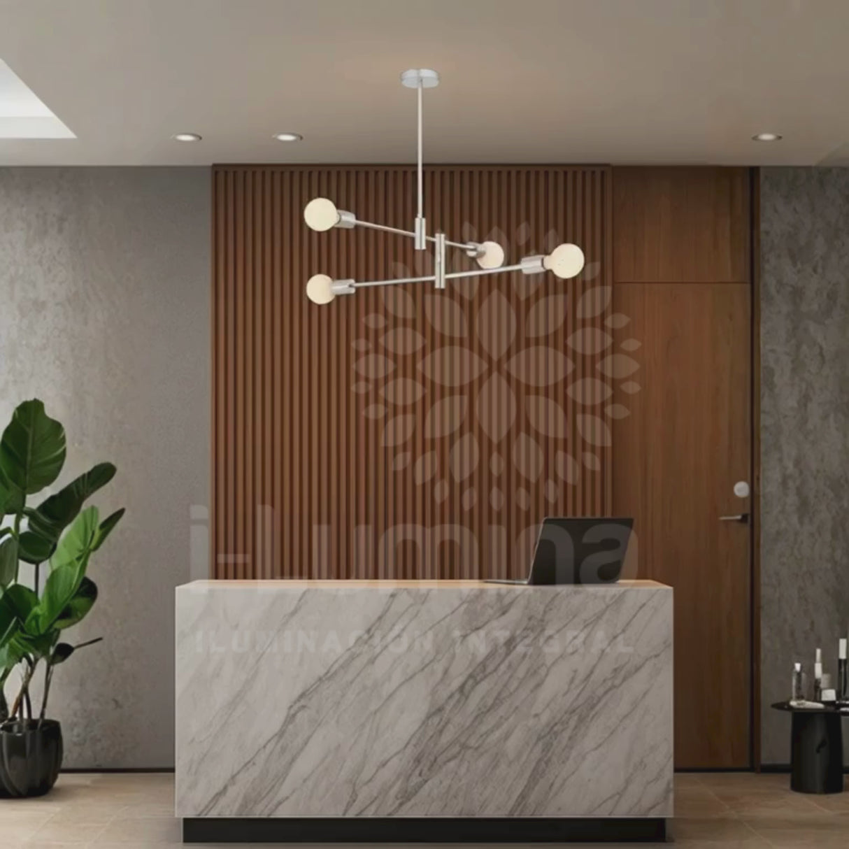 LÁMPARA COLGANTE KHALA SILVER + FOCO LED G80 PAVONADO 7W LUZ CÁLIDA