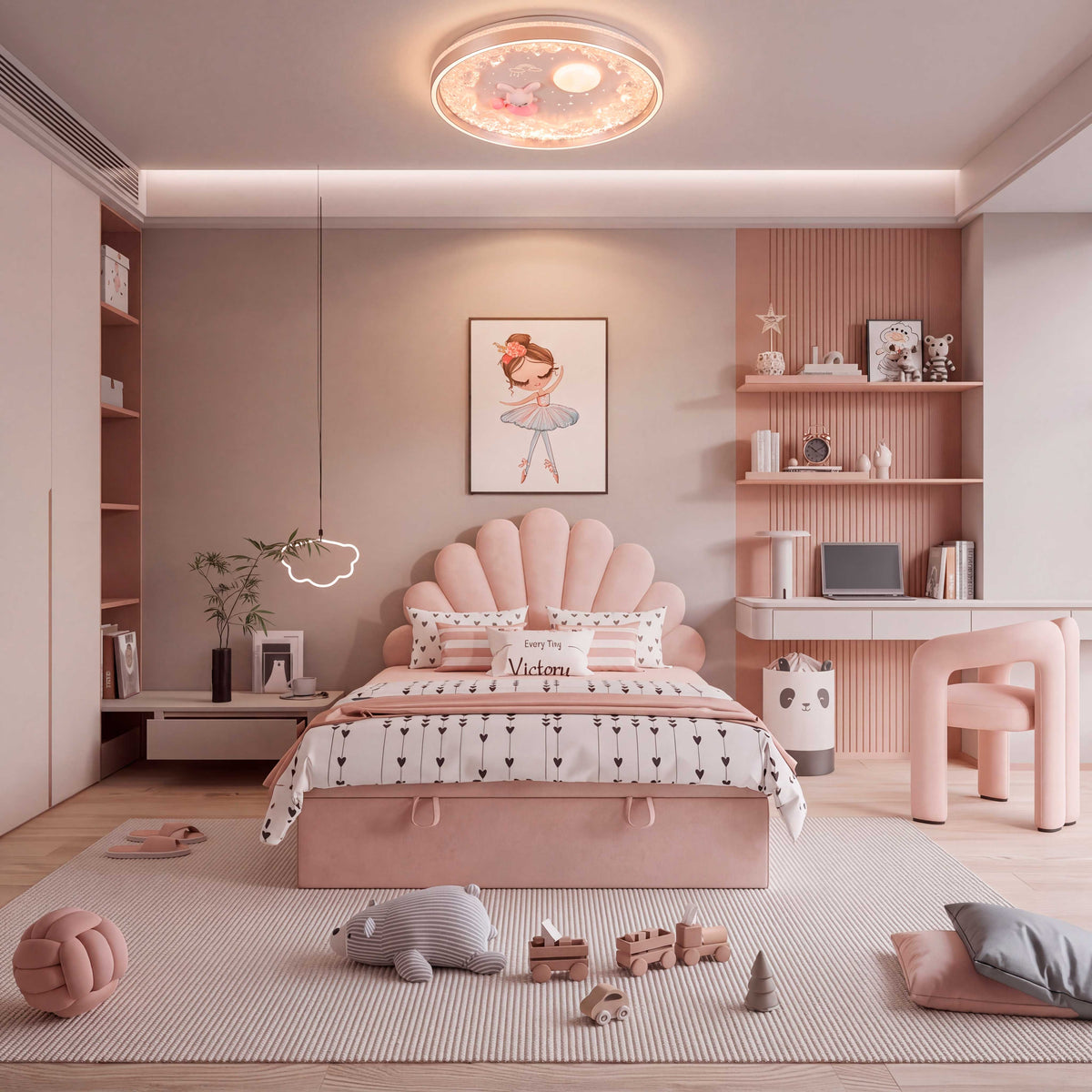 Punto focal de luz de sobreponer para habitaciones infantiles destacando la estética decorativa.