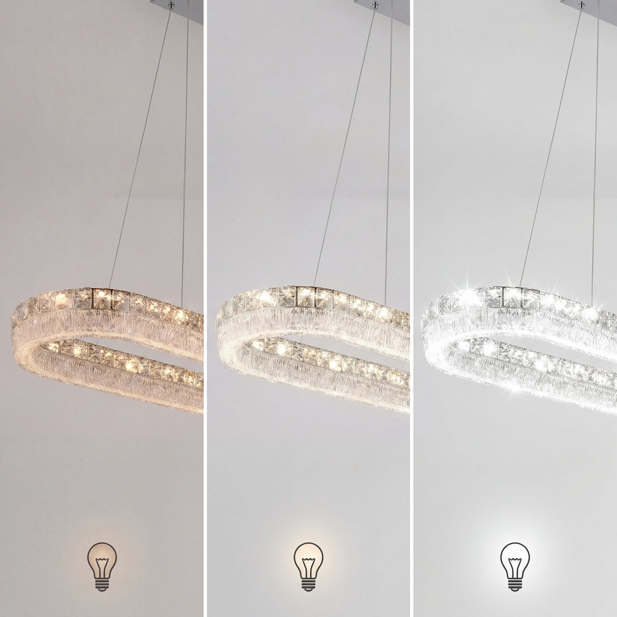 Comparativa de niveles de brillo y flujo lumínico regulable mediante mando a distancia.