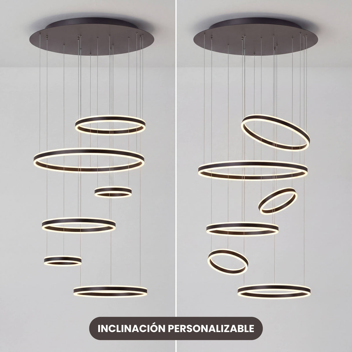 Esquema visual explicativo sobre cómo orientar e inclinar cada aro de forma independiente para diseño personalizado.