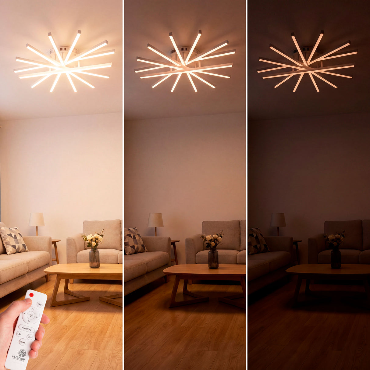 Tres niveles de brillo controlados por mando para adaptar la luz al momento del día.