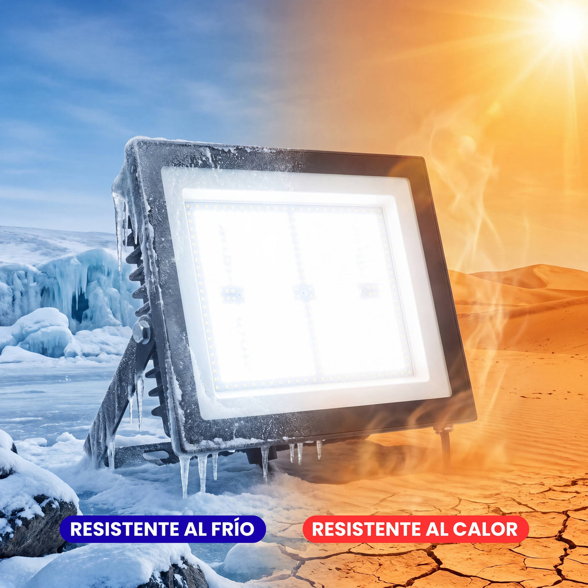 Gráfico que ilustra la operatividad y resistencia técnica ante frío y calor extremo.