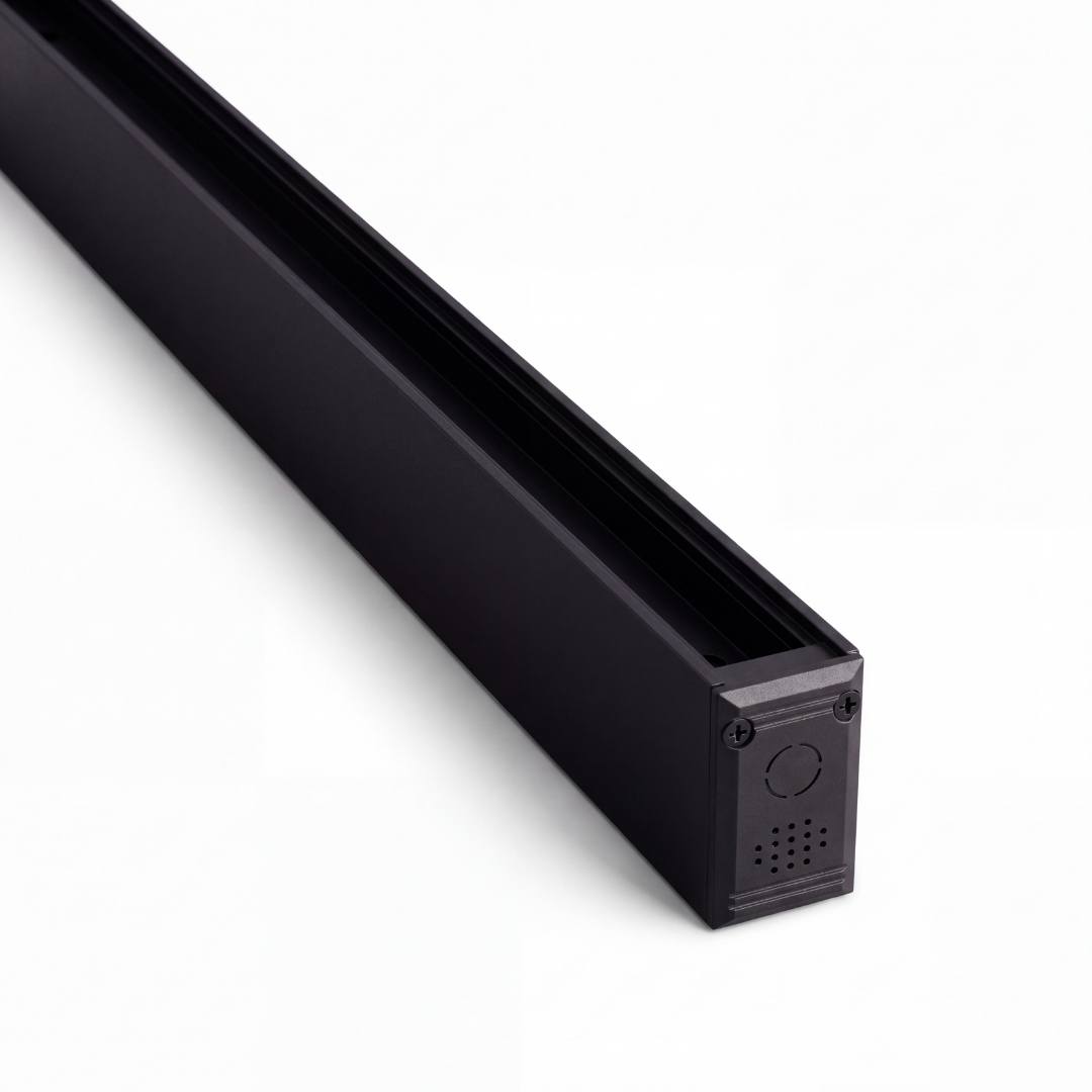 Riel magnético adosable de aluminio negro mate de 1 metro, vista 3/4