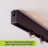 Tapa lateral del riel adosable con orificio desmontable para el cable a 220V