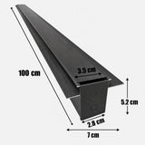 Dimensiones del riel magnético empotrable: 100 cm de largo, 7 cm de ancho, 5.2 cm de alto