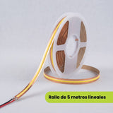 Rollo de 5 metros lineales de cinta LED COB 12V con cables de conexión