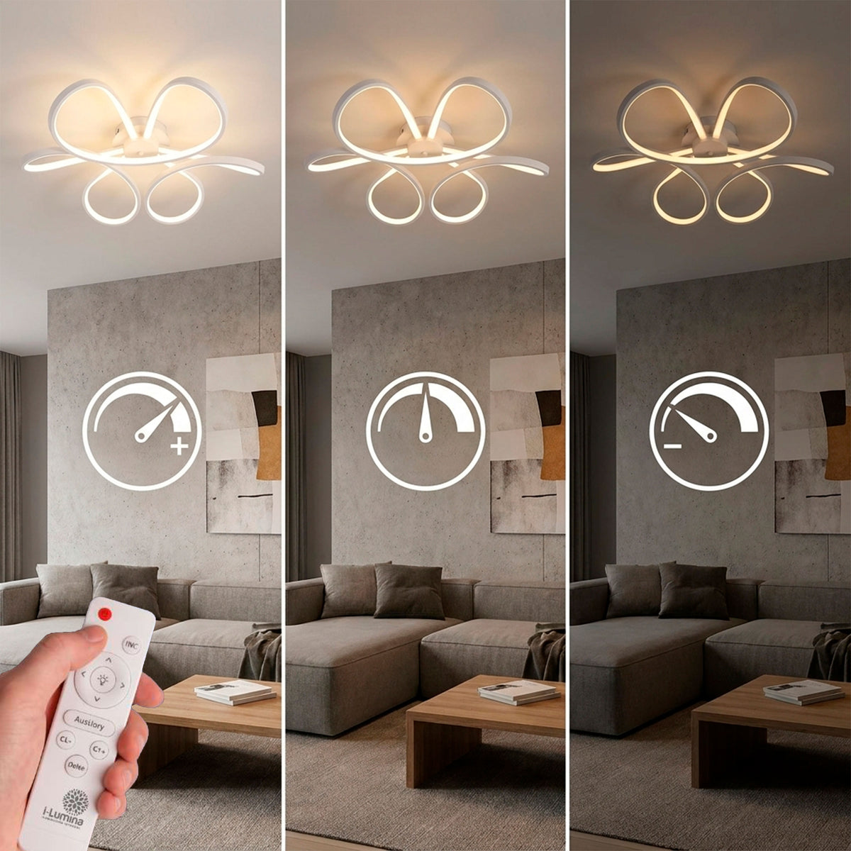 Variación del flujo luminoso para adaptar la luz ambiental a distintos usos en espacios residenciales.