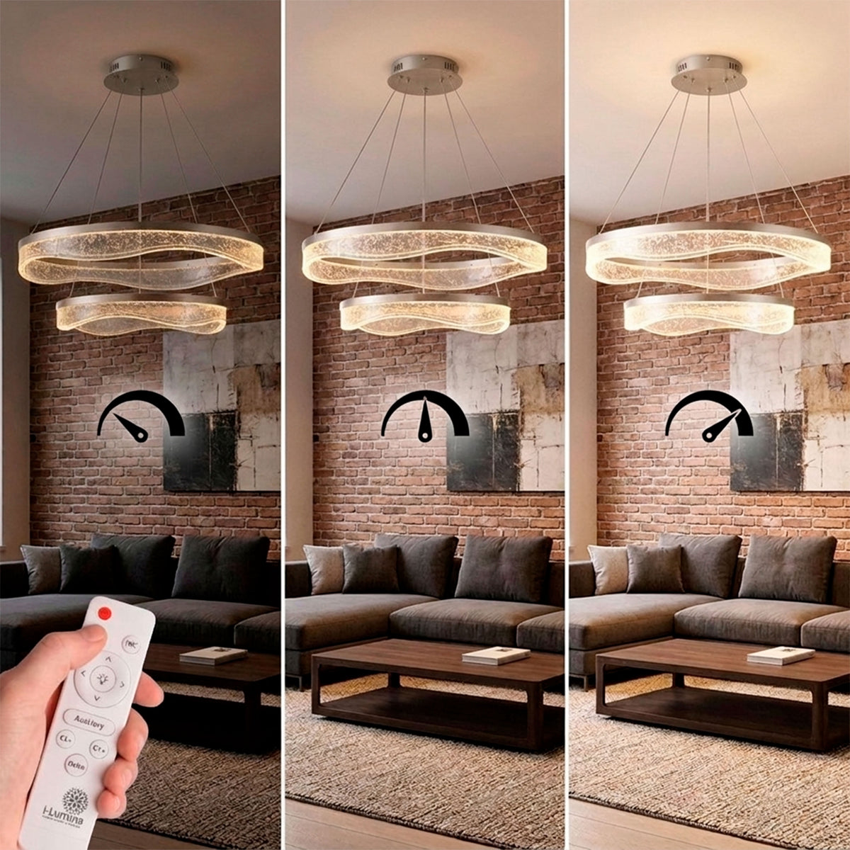 Variación del flujo luminoso para adaptar la iluminación ambiental a distintos usos residenciales.