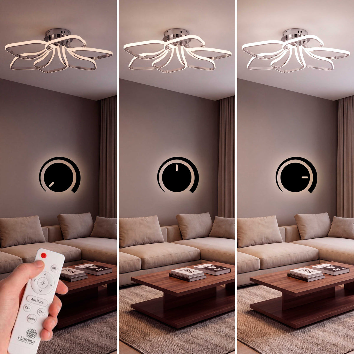 Variación del flujo luminoso para adaptar la luz ambiental a distintos usos residenciales.