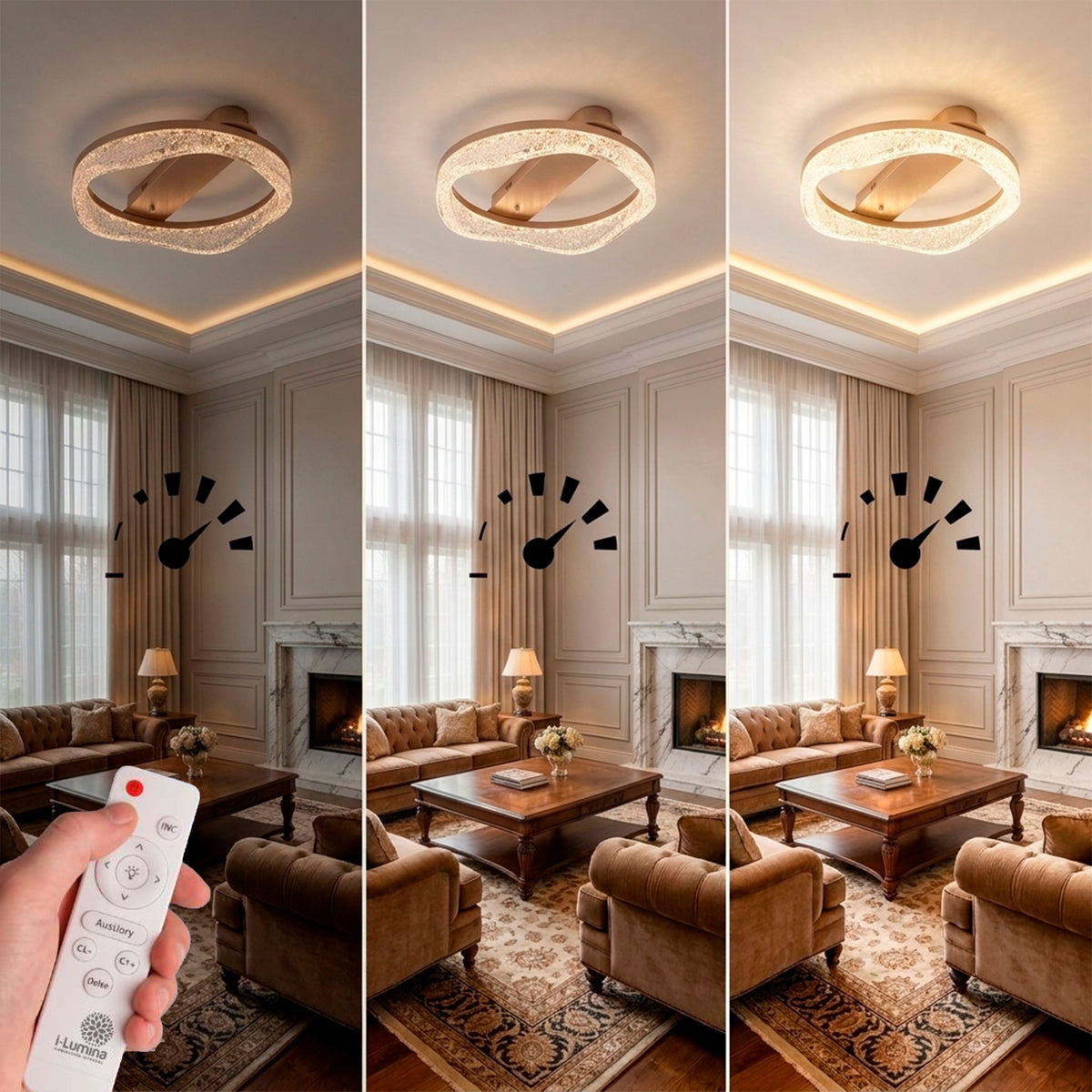 Variación del flujo luminoso para adaptar la luz ambiental a distintos usos en espacios residenciales.