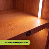 Sensor hand wave empotrado a ras en perforación de 10 mm en madera