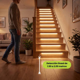 Sensor con detección de 120 grados encendiendo la escalera desde el costado