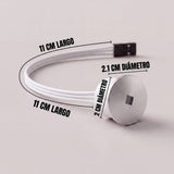 Dimensiones del sensor PIR: cabezal 2.1 cm, cuerpo 2 cm, cable 11 cm