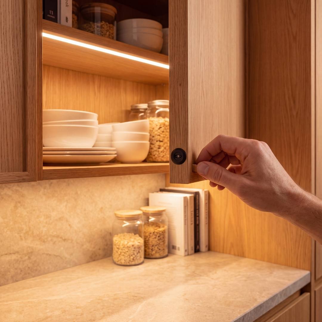 Botiquín de baño con luz LED que enciende al abrir la puerta