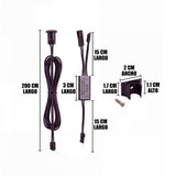Medidas del kit sensor sin contacto dimmer, conversor y bracket