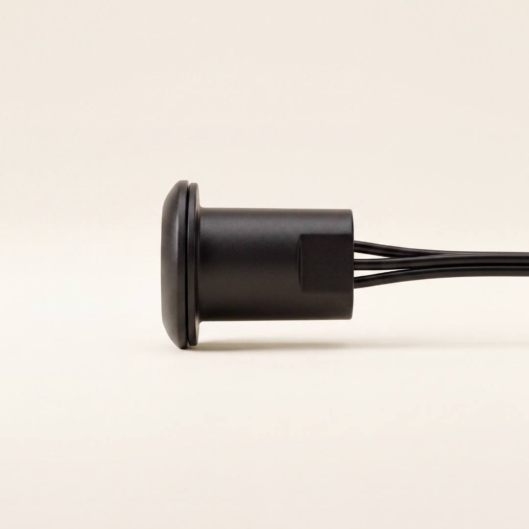 Perfil del sensor táctil negro para cinta LED sobre fondo blanco