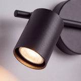 Detalle del cabezal cilíndrico negro mate del spot doble
