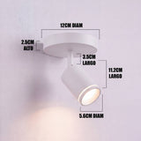 Dimensiones del spot adosable Erika White: base de 12 cm y cabezal de 11.2 cm