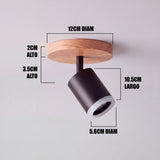 Dimensiones del spot adosable Frida: base de 12 cm y cabezal de 10.5 cm