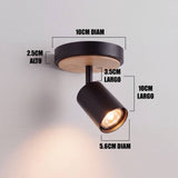 Dimensiones del spot adosable Liv: base de 10 cm y cabezal de 10 cm