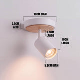 Dimensiones del spot adosable Liv White: base de 10 cm y cabezal de 10 cm
