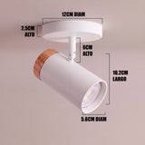Dimensiones del spot adosable Noa White: base de 12 cm y cabezal de 10.2 cm