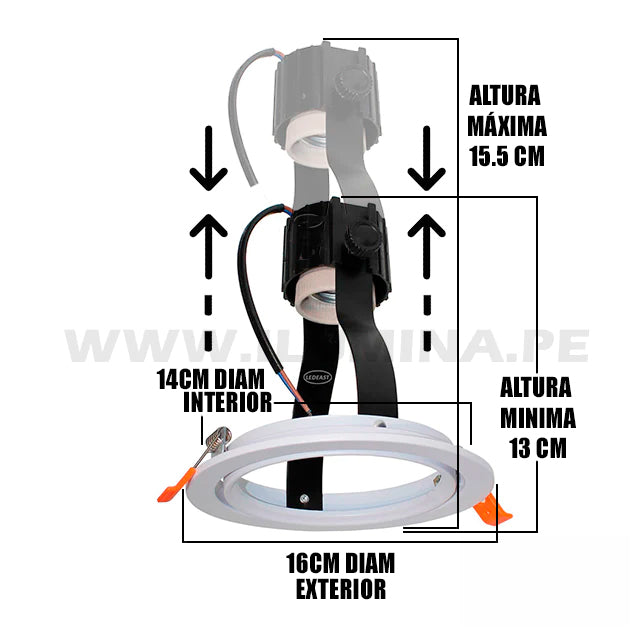 SPOT BLANCO EMPOTRABLE PARA FOCO PAR 30 CON SOCKET E27 + SISTEMA AJUSTABLE