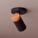 Spot de techo negro con brazo articulado visto desde abajo