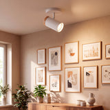 Spot dirigible iluminando cuadros en la pared como galería