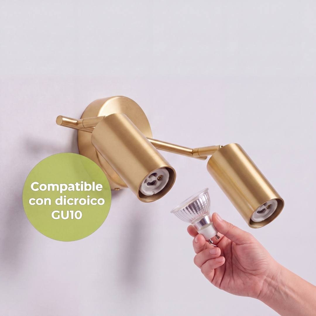 Instalación de dicroico en socket GU10 del spot doble, dicroicos no incluidos