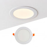 Panel LED circular empotrable de 18W luz cálida Ilumina instalado en techo.