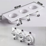 Dimensiones del spot empotrable de 3 luces LEA: 25.5 × 9.5 cm y 3.3 cm de profundidad