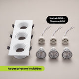 Spot LEA de 3 luces compatible con socket GU10 y dicroico LED, accesorios no incluidos